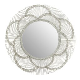 Versatile Floral Effect Wall Mirror, Elegant Design Hallway Mirror For Livingroom, Modern Mirror For Bedroom Silver