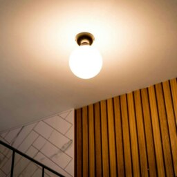 ValueLights Orbital Black Opal Glass IP44 Bathroom Flush Ceiling Light with Cool LED Bulb Black
