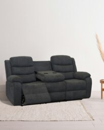 Boston 3 Seater Fabric Manual Recliner Sofa (Grey)