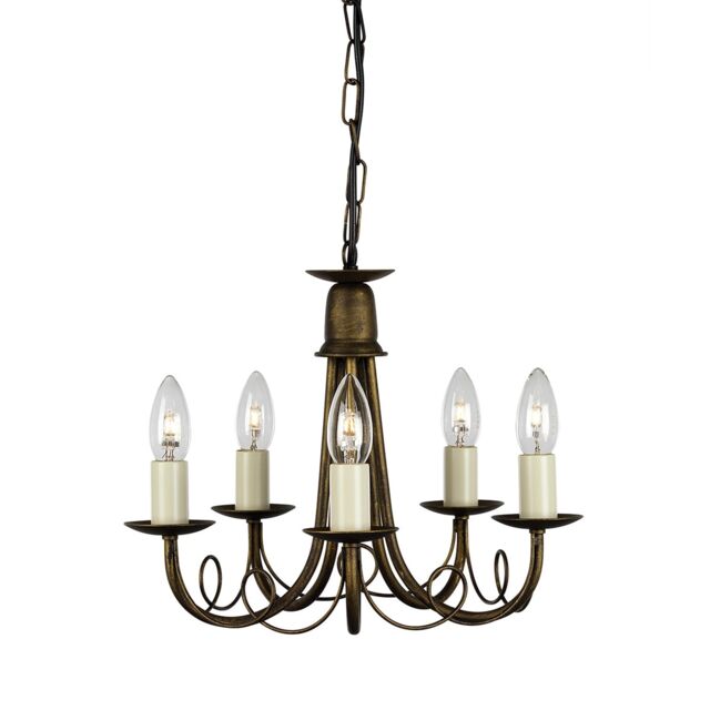 Minster 5 Light Chandelier Black, Gold Finish, E14