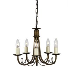 Minster 5 Light Chandelier Black, Gold Finish, E14