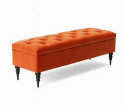 180cm Safar Ottoman bench with Storage and Turned Wooden Legs- Plush Velvet Shoes Bench - Burnt Orange Chesterfield Storage Bench