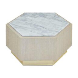 Small White Side Table,Marble Topped Hexagonal Nesting Table,Sofa Side Table, Bedside Table With Golden Base White