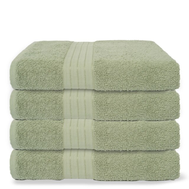 OHS 4 x Luxury 100% Cotton 500GSM Bathroom Bath Sheet Towel Green Sage Green Bath sheet