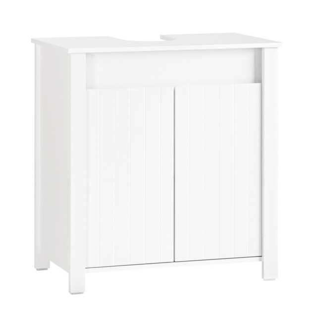 SoBuy Compact Under Sink Cabinet with Adjustable Shelf, White, 23.6x13.4x25.8 inches, 14.3 kg - BZR101-W