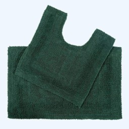 Homescapes Luxury Reversible Cotton Bath Mat Set - Forest Green