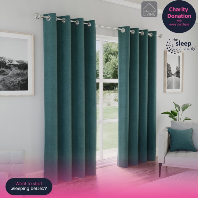 Enhanced Living Austin Blackout, Thermal Teal Curtains with Eyelet Header (PAIR) - 46x54 inch (117x137cm) Blue Teal 2