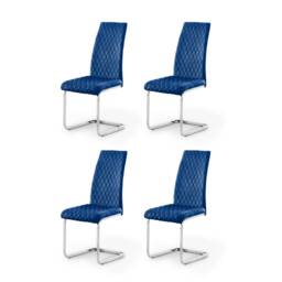 Montero Elegant Velvet Cantilever Dining Chairs - Blue - Set of 4