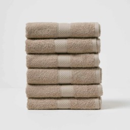Homescapes Turkish Cotton Hand Towel Set of 6 - Stone Cream Hand towel 6