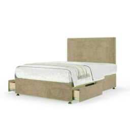 Mink Naples Velvet 2 Drawer Divan Base and Valencia Headboard Small Double