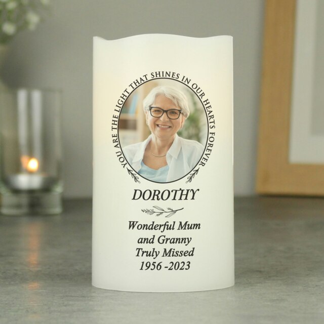 Personalised Light In Our Hearts Photo Upload LED Candle Cream One Size