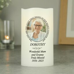 Personalised Light In Our Hearts Photo Upload LED Candle Cream One Size