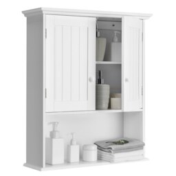COSTWAY Bathroom Storage Cabinet Wall Mounted Storage White White 1