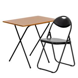 Harbour Housewares Wooden Folding Desk & Chair Set - Natural/Black Brown Natural/Black