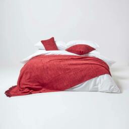 Homescapes Nirvana Slub Cotton Orange Throw - 255 x 360 cm