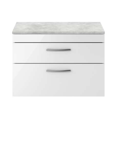 Balterley Millwich Contemporary 2 Drawer Wall Hung Vanity Unit with Laminate Black Galaxy Granite Worktop, 800mm