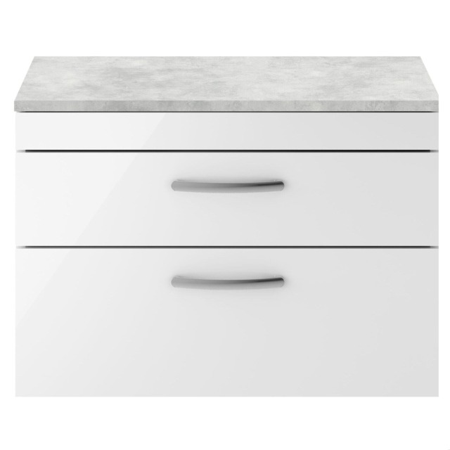 Balterley Millwich Contemporary 2 Drawer Wall Hung Vanity Unit with Laminate Black Galaxy Granite Worktop, 800mm