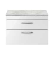 Balterley Millwich Contemporary 2 Drawer Wall Hung Vanity Unit with Laminate Black Galaxy Granite Worktop, 800mm