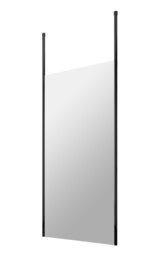 Balterley Ellerton Contemporary Bathroom 8mm Glass Profile Wetroom Screen with Ceiling Posts, Matt Black, 1950 x 1000 x 14mm