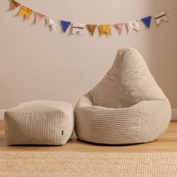 Icon Kids High Back and Footstool, Jumbo Cord, Stone