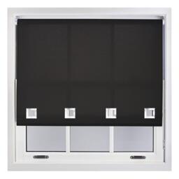 FURNISHED Daylight Roller Blinds with Large Eyelets Cut to Size Sheer Fabric Black Black (W) 120cm x (L) 210cm