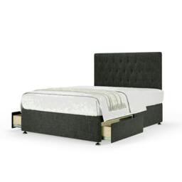 Charcoal Linen 2 Drawer Divan Base and Lona Headboard Single