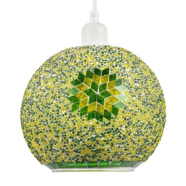 Green and Yellow Mosaic Glass Artisanal Pendant Ceiling Light Shade