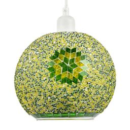 Green and Yellow Mosaic Glass Artisanal Pendant Ceiling Light Shade
