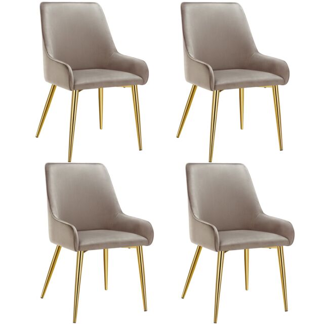 Dining Chair Avane - velvet look, padded armchair, high backrest and armrests Brown taupe One Size 4