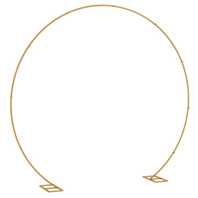 Outsunny 280cm Gold Tone Wedding Arch Round Backdrop Stand for Birthday Party Gold Gold Tone 280 x 60 x 258 cm