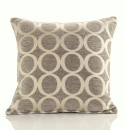 Geometric O Chenille 45cm x 45cm Silver Cushion Set of 4 Silver Cream 45cm x 45cm x 10cm 4