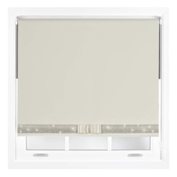 FURNISHED Blackout Roller Blinds with Diamante Trim and Bow Cut to Size Cream Cream (W) 120cm x (L) 165cm