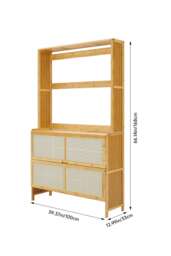 Living and Home Wooden Entryway Storage Shoe Cabinet 100 W x 33 D x 168 Hcm Brown