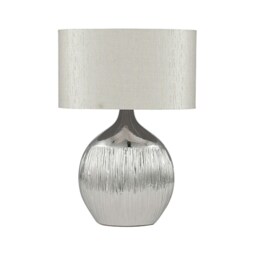 Silver Ribbed Ceramic Table Lamp For Living Room
