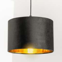 CGC Lighting Nila Black Velvet Drum Pendant Shade with Gold Inner 30 cm Black Black Velvet & Gold Medium