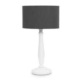 ValueLights Victoria White Wood Table Lamp Charcoal Shade and Bulb