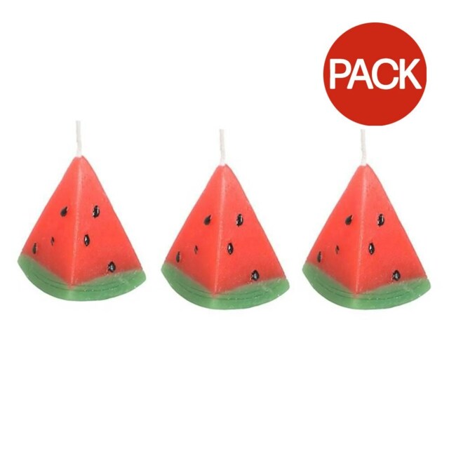 Something Different Watermelon Shaped Candle (Pack of 3) - Red/Green - One Size