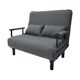 Alivio 2-Seater Convertible Sofa Bed, Modern Fabric Upholstered Settee with 2 Pillows for Living Room & Guest Room Grey 1