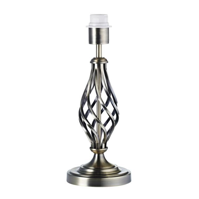 Traditional Brushed Antique Brass Table Lamp Base with Twist Metal Stem Design Gold Antique Brass 1