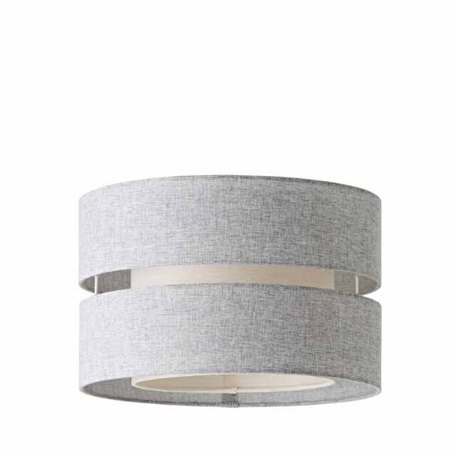 ValueLights Sophia 2 Tier Grey Linen Drum Ceiling Shade