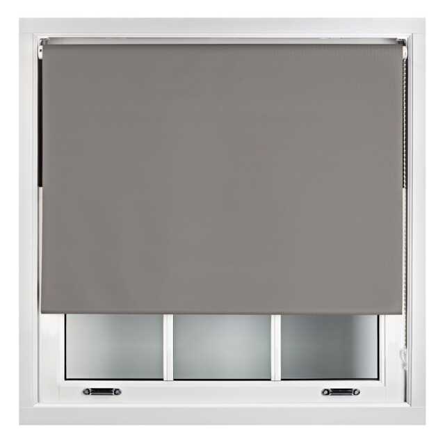 Blackout Roller Blind 60cm Wide x 210cm Long Metal Fittings Grey Dark Grey