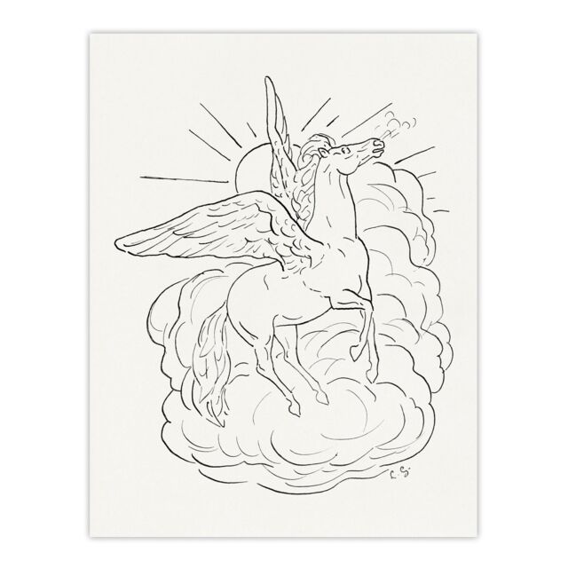 Pegasus Flies In Front Of A Cloud Leo Gestel Huge Wall Art Print 18X24 In