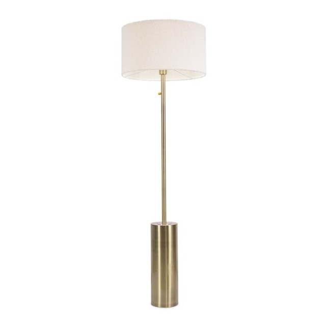 ValueLights Lexy Antique Brass Dimmable Floor Lamp Cream Boucle Shade Cream