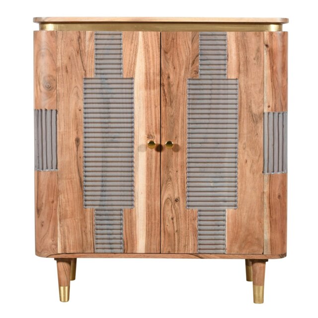 Alaina Acacia Wood 2 Doors Sideboard Brown