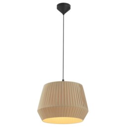 Nordlux Dicte Indoor Pendant Light Brown Textile E27 Hand Pleated - Mains Powered, IP20