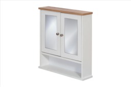 Mirrored Bathroom Cabinet White & Oak