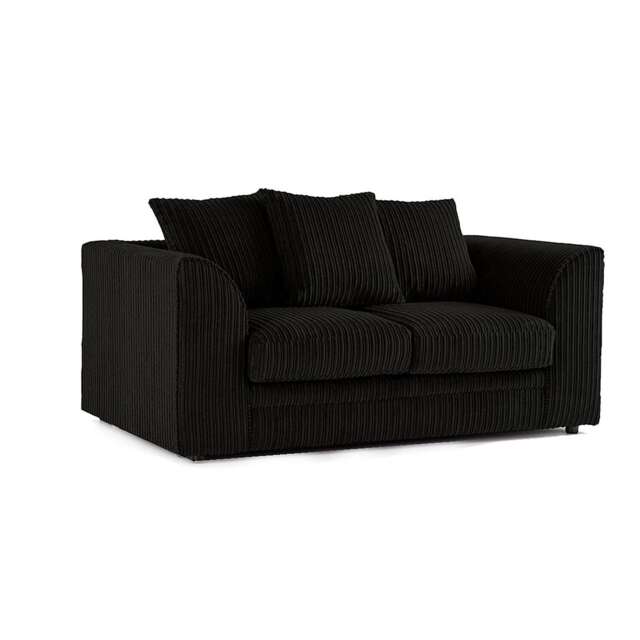 CHICAGO 2 SEATER BLACK JUMBO CORD SOFA SUITE