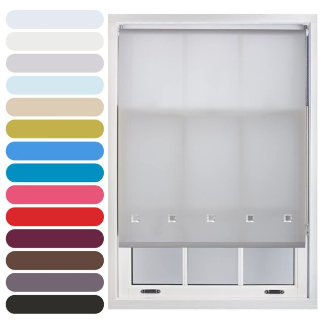 FURNISHED Roller Blinds Daylight Square Eyelet Light Filtering Easy Fit Trimmable Window Shade Grey Grey