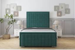 "Sloomy Pemberton Emerald Plush Deep-Sided Bed Frame With 50"" Upholstered Headboard 6' Super King"