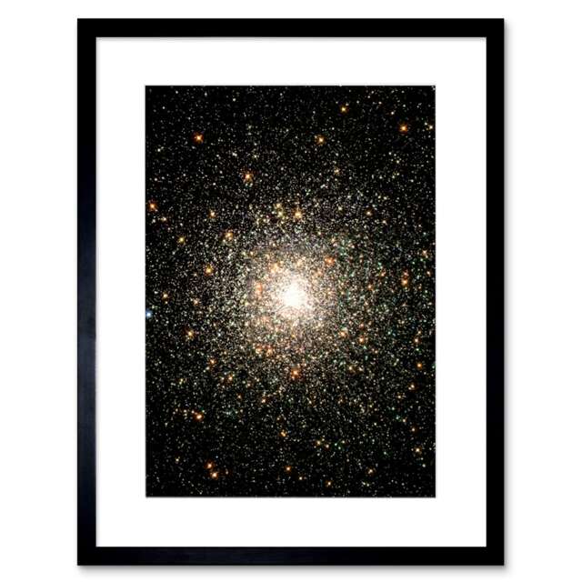 "NASA Hubble Space Globular Cluster M80 Ancient Star Swarm 9x7"" Black Framed Wall Art Print"